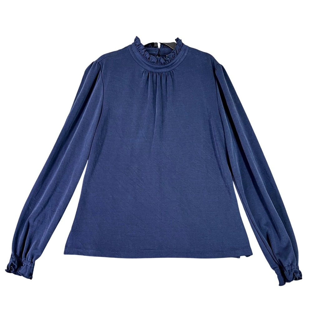 Ariat Ruffle Mock Neck Blouse Women M Stretch Business Casual Country Workwear